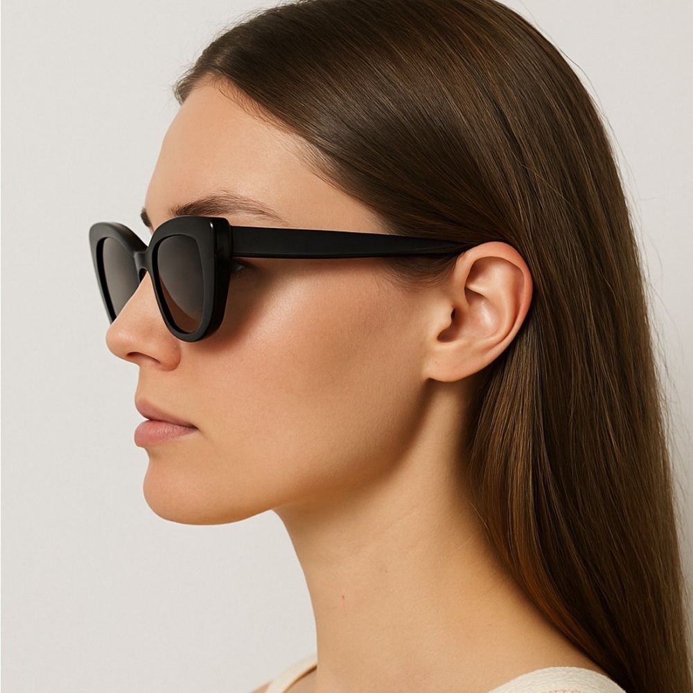 🌺🕶️ NWT Anthropologie Eyeking Butter Cateye Sunglasses – Black – One Size - Picture 3 of 9